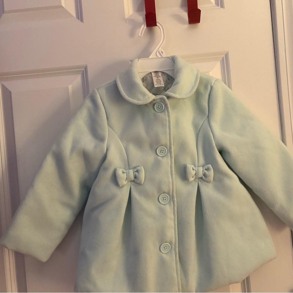 Little Me Blue Pea Coat with Classic Peter Pan Collar